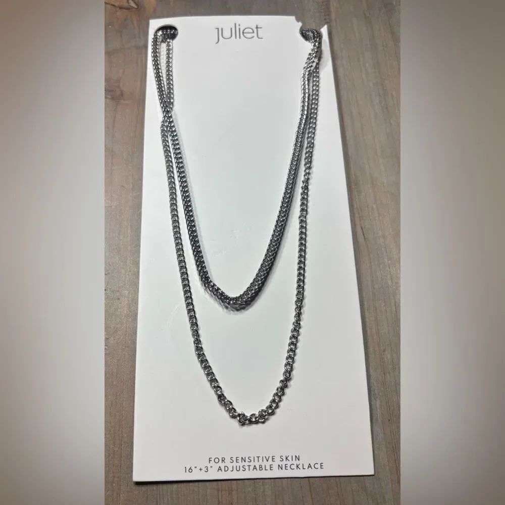 New! 16โ Juliet Silver Tone Multi-StrandโAdjustable Necklace for Sensitive Skin